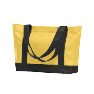 Harriton Contrast Handle Tote Bag - Dark/All Yellow/Black