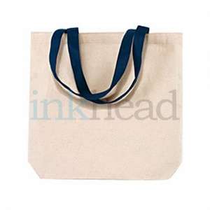 Harriton Canvas Tote with Contrasting Handles - Dark/All