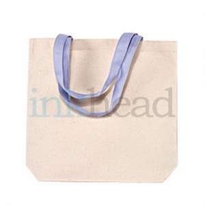 Harriton Canvas Tote with Contrasting Handles - Dark/All