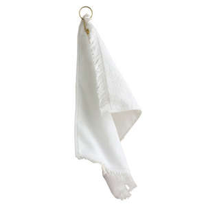 Custom Promotional Anvil Fingertip Towel with Grommet - White/Neutral
