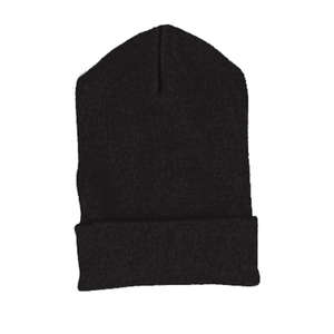 Yupoong Solid Acrylic Knit Cap With Cuffed Bottom - Dark/All Black