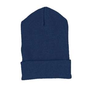 Yupoong Solid Acrylic Knit Cap With Cuffed Bottom - Dark/All Blue, Navy