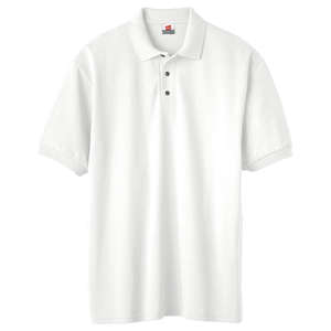 Hanes Mens Cotton Pique Sport Shirt - White/Natural White