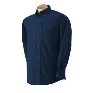 Van Heusen Mens Long Sleeve Wrinkle Resistant Oxford - Dark/Color Blue, Navy