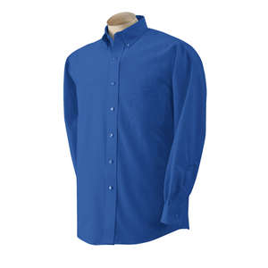Van Heusen Mens Long Sleeve Wrinkle Resistant Oxford - Dark/Color Blue, English