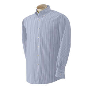 Van Heusen Mens Long Sleeve Wrinkle Resistant Oxford - Dark/Color Blue Stripe