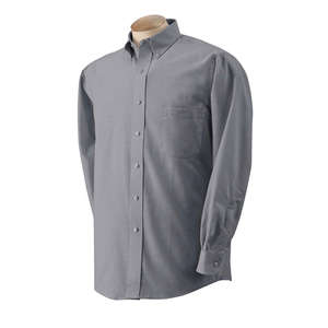 Van Heusen Mens Long Sleeve Wrinkle Resistant Oxford - Dark/Color Gray, Dark