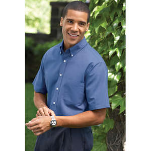 Van Heusen Mens Short Sleeve Wrinkle Resistant Oxford - Dark/Color