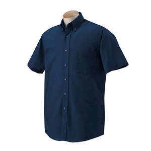 Van Heusen Mens Short Sleeve Wrinkle Resistant Oxford - Dark/Color Blue, Navy