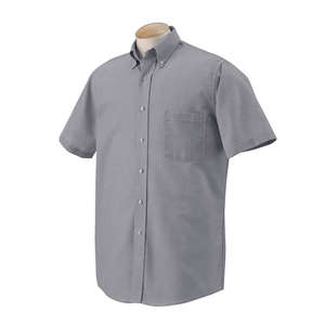 Van Heusen Mens Short Sleeve Wrinkle Resistant Oxford - Dark/Color Gray, Dark