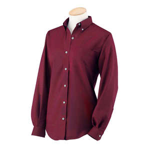 Van Heusen Womens Long Sleeve Wrinkle Resistant Oxford - Dark/Color Cayenne