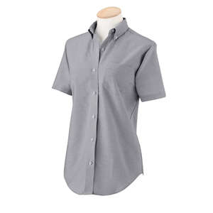 Van Heusen Womens Short Sleeve Wrinkle Resistant Oxford - Dark/Color Gray, Dark