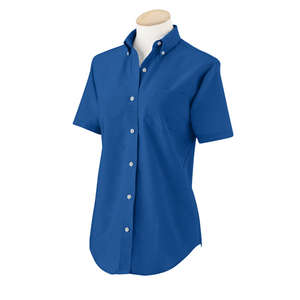 Van Heusen Womens Short Sleeve Wrinkle Resistant Oxford - Dark/Color Blue, English