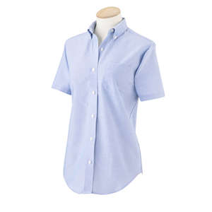 Van Heusen Womens Short Sleeve Wrinkle Resistant Oxford - Dark/Color Blue, Light