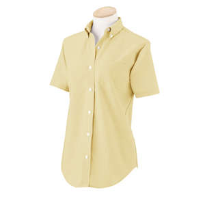 Van Heusen Womens Short Sleeve Wrinkle Resistant Oxford - Dark/Color Yellow