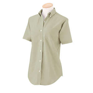 Van Heusen Womens Short Sleeve Wrinkle Resistant Oxford - Dark/Color Khaki