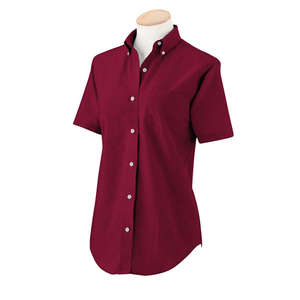 Van Heusen Womens Short Sleeve Wrinkle Resistant Oxford - Dark/Color Cayenne
