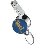 Wholesale Party Supplies, Toys & Games - Metal Whistle with Split-Ring and Bubble Dome Imprint