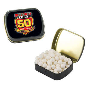 Custom Promotional Small Hinged Tin - Filled with Signature Peppermints