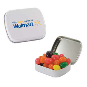 Custom Promotional Small Hinged Tin - Filled with Jelly Beans