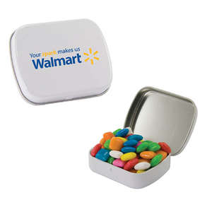 Custom Promotional Small Hinged Tin - Filled with Chicklet Gum