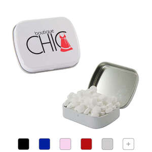 Custom Promotional Small Hinged Tin - Filled with Sugar-Free Mints