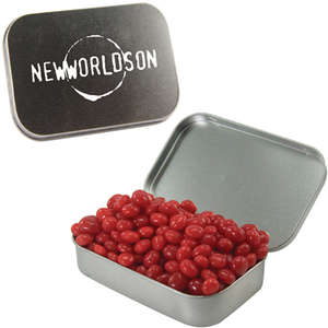 Custom Promotional Large Hinged Tin - Filled with Red Hots
