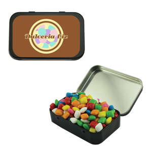 Custom Promotional Large Hinged Tin - Filled with Chicklet Gum