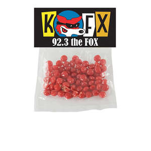 Custom Promotional Small Plastic Bag with Header Card - Filled with Red Hots