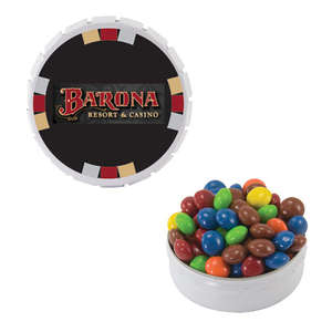 Custom Promotional Large Snap Top Tin - Filled with Chocolate Littles