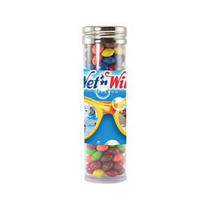 Custom Promotional Large Gourmet Plastic Tube - Filled with Chocolate Littles