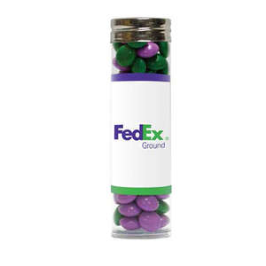 Custom Promotional Large Gourmet Plastic Tube - Filled with Corporate Colored Chocolates
