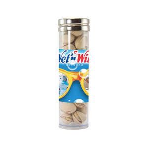 Custom Promotional Large Gourmet Plastic Tube - Filled with Pistachios