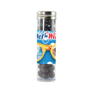 Custom Promotional Large Gourmet Plastic Tube - Filled with Chocolate Covered Espresso Beans