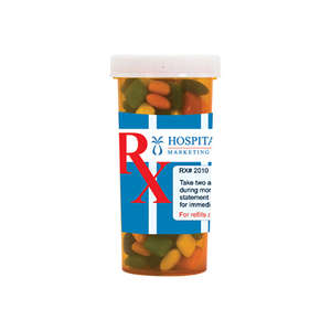 Custom Promotional Large Pill Bottle - Filled with Chicklet Gum