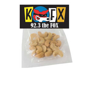 Custom Promotional Small Plastic Bag with Header Card - Filled with Cashews