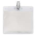 Customized Lanyards, Badges & Bracelets - Horizontal Vinyl Pouch with Bulldog Clip