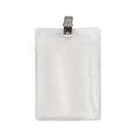 Business Lanyards, Badges & Bracelets - Vertical Vinyl Pouch with Bulldog Clip