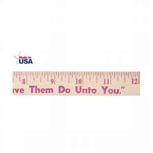 Flat Wood Ruler (3/8" logo-English scale) - 12"