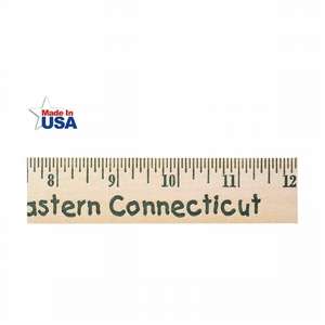 Custom Promotional Flat Wood Ruler (1/2" logo-English scale) - 12"