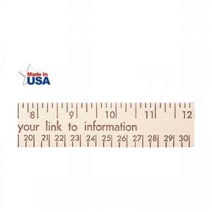 Custom Promotional Flat Wood Ruler (1/4" logo-Eng.&Met. scale) - 12"