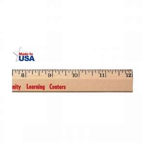 Clear Lacquer Wood Ruler (Beveled) - 12