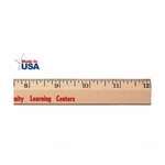 Customized Rulers - Clear Lacquer Wood Ruler (Beveled) - 12"