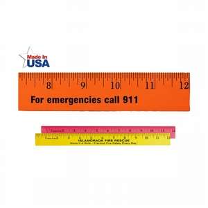 Custom Promotional Fluorescent Wood Ruler (English scale) - 12"