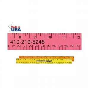 Custom Promotional Fluorescent Wood Ruler (Eng.&Met. scale) - 12"
