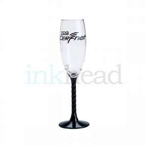 Custom Promotional 6 oz Twisted Stem Flute (Black Stem)