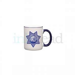 Custom Promotional 12 oz White Mug W/Colored Rim & Handle