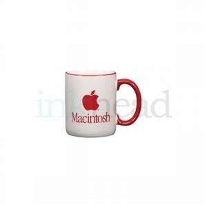 12 oz White Mug W/Colored Rim & Handle 