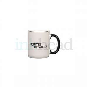 12 oz White Mug W/Colored Rim & Handle 