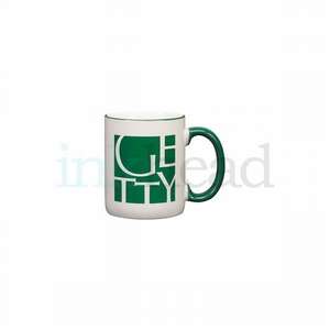 12 oz White Mug W/Colored Rim & Handle 